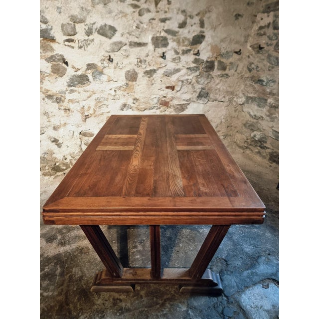 Vintage French Arts & Crafts Style Oak Table, 1930s For Sale - Image 10 of 18