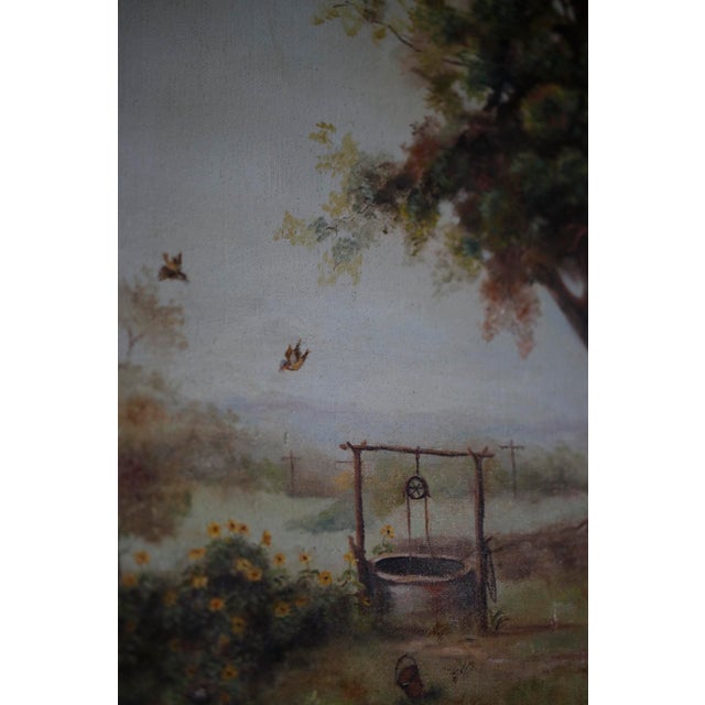1970s Bucolic Country Cottage Oil Painting by Einstein in Multi-Layer Gilt Frame For Sale - Image 11 of 16