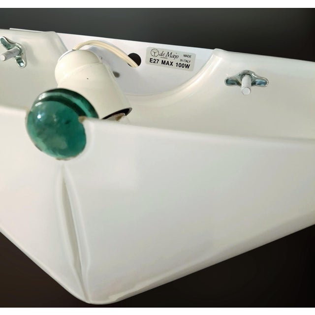 Glass 1970s Milky White Sconces by De Majo, a Pair For Sale - Image 7 of 10