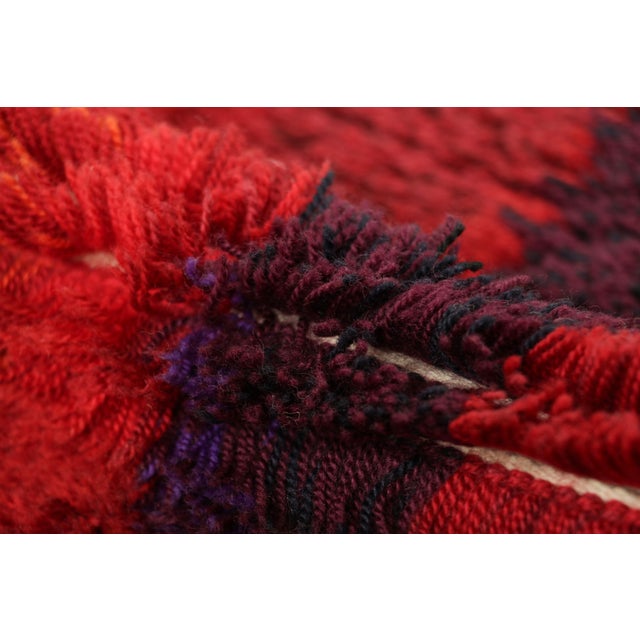 Abstract Vintage Swedish Rug in Red With Abstract Geometric Patterns | Rug & Kilim For Sale - Image 3 of 8