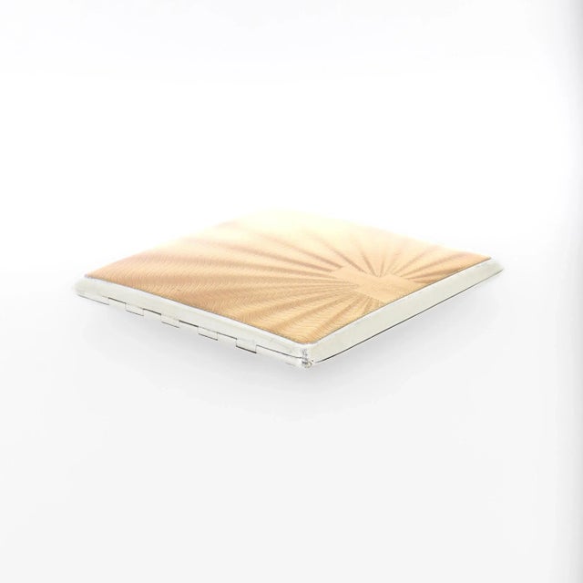 Art Deco English Sterling Silver & Guilloche Enamel Cigarette Case, 1936 For Sale - Image 9 of 17