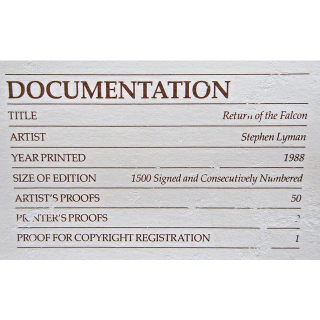 1990s Stephen Lyman Return of the Falcon Limited Edition Print Framed Signed 1205/1500 For Sale - Image 12 of 12