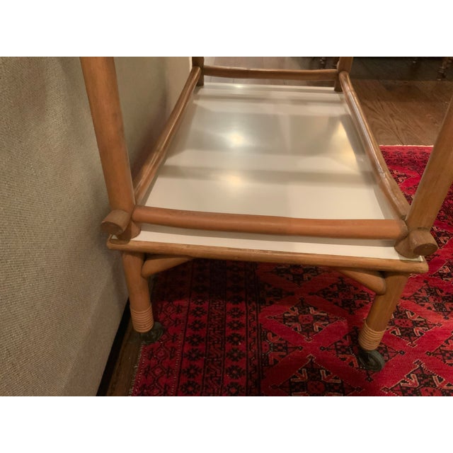 1970s 1970s Mid Century Bamboo / Rattan Bar Cart Styled AfterJohn Wisner for Ficks Reed For Sale - Image 5 of 11