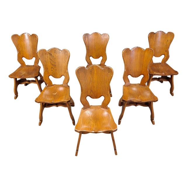 Dutch Rustic Oak Dining Chairs, 1960s, Set of 6 For Sale
