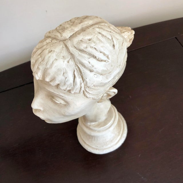 Vintage Plaster Bust of a Young Woman For Sale - Image 10 of 11