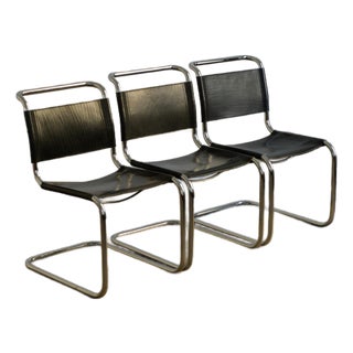 1980s S33 Dining Chairs by Mart Stam, Leather & Steel, Bauhaus For Sale