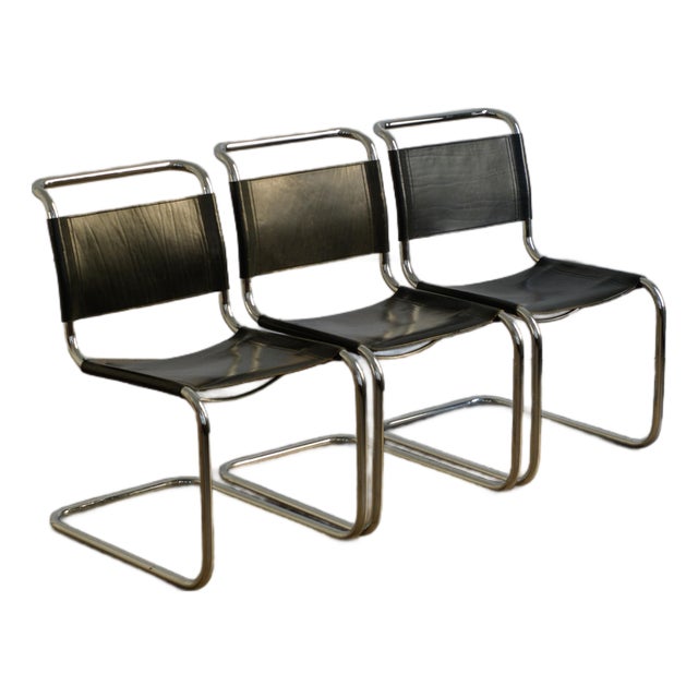 1980s S33 Dining Chairs by Mart Stam, Leather & Steel, Bauhaus For Sale