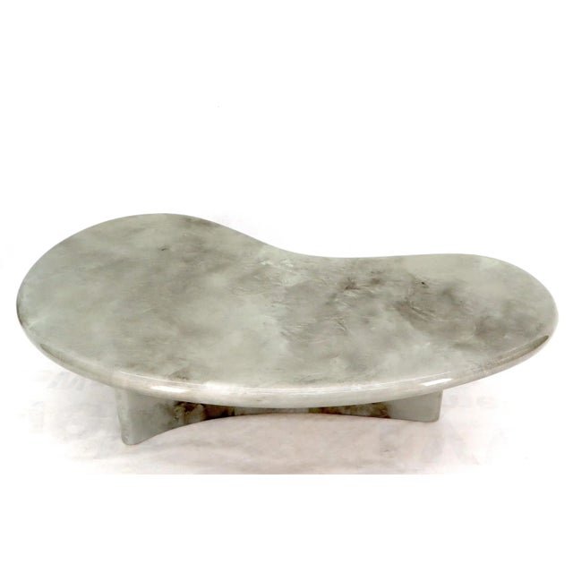 Organic Kidney Shape Faux Marble Finish Coffee Table For Sale - Image 11 of 12