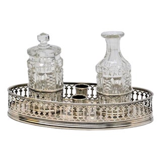 Silver Inkwell with Reservoirs and Pen Holder For Sale