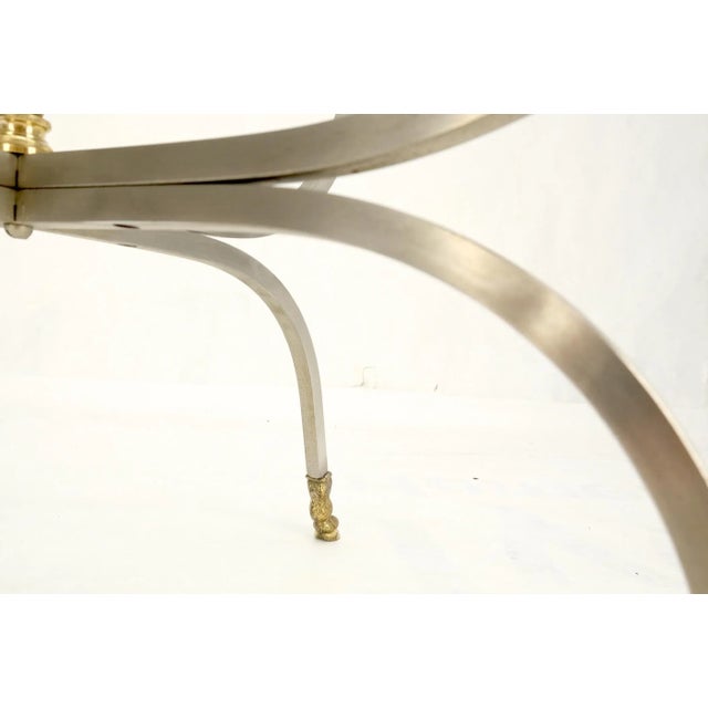 Chrome Brass Ram Heads Hoof Feet Square Side End Stand Table Made in Italy For Sale - Image 12 of 13