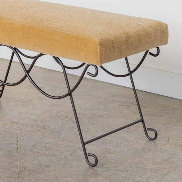 Panoplie Iron Double Loop Bench, Camel Mohair For Sale In Los Angeles - Image 6 of 12