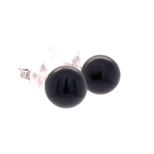 2020s Tiffany & Co. Black Onyx Ball Stud Earrings in Sterling Silver 10mm 3.51g, A Pair For Sale - Image 5 of 7