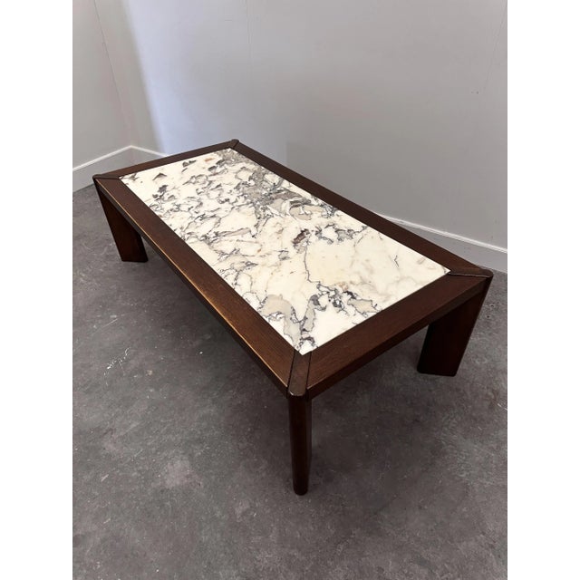 Large Belgian Oak Coffee Table with Breccia Marble Top, 1970s For Sale - Image 14 of 14