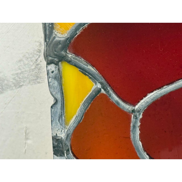Circa 1978 Gene LeLonde Red Tulip Stained Glass Panel For Sale - Image 9 of 12