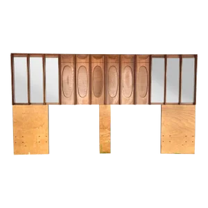 Mid 20th Century Tobago Brutalist King Headboard With Inset Smoked Mirrors