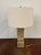 Tan Revelation Icon Lamps Carved Travertine - Pair. For Sale - Image 8 of 9