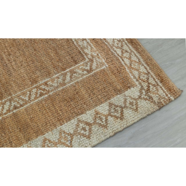 Boho Chic 10x14Ft. Natural Brown Cream Jute Taureg Inspired Soumek Jute Hand Woven Rug For Sale - Image 3 of 12