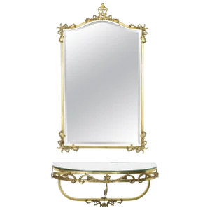 French 20th Century Vintage Floating Brass Console and Mirror, 1960