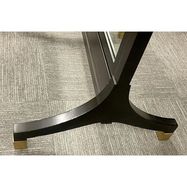 Wood Jansen Fashioned Chavel Ebonized Floor Chevel Mirror With Bronze Mounts For Sale - Image 7 of 9