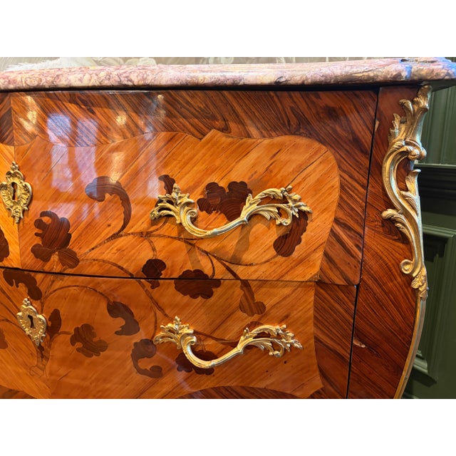 Yellow Mid 18th Century Louis XV Marquetry and Parquetry Commode, Stamped C. Wolff Jme For Sale - Image 8 of 13