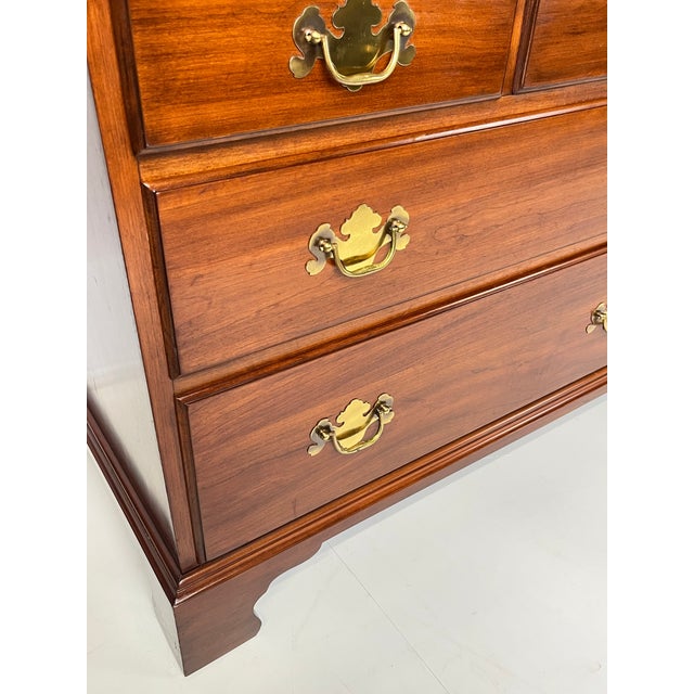 Brown Vintage Henkel Harris Solid Wild Black Cherry Triple Dresser Model 124 For Sale - Image 8 of 17