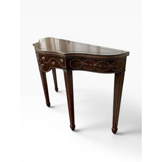 Maitland-Smith Tooled Leather Console Table For Sale In Boston - Image 6 of 11