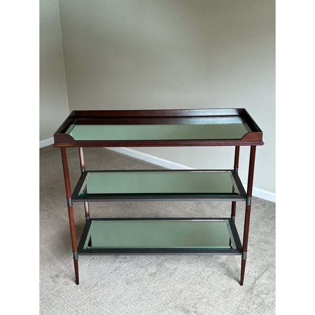 Late 20th Century Baker Jacques Garcia Tiered Mahogany Mirrored Beveled Glass Drybar Side Table For Sale - Image 10 of 12