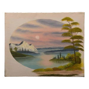 1970s Alpine Sunset Oil on Canvas