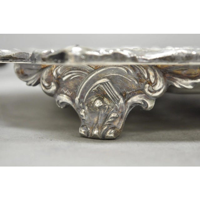 Metal Vintage Sheffield Baroque Silver Plated Long Narrow Serving Platter Bar Tray For Sale - Image 7 of 15