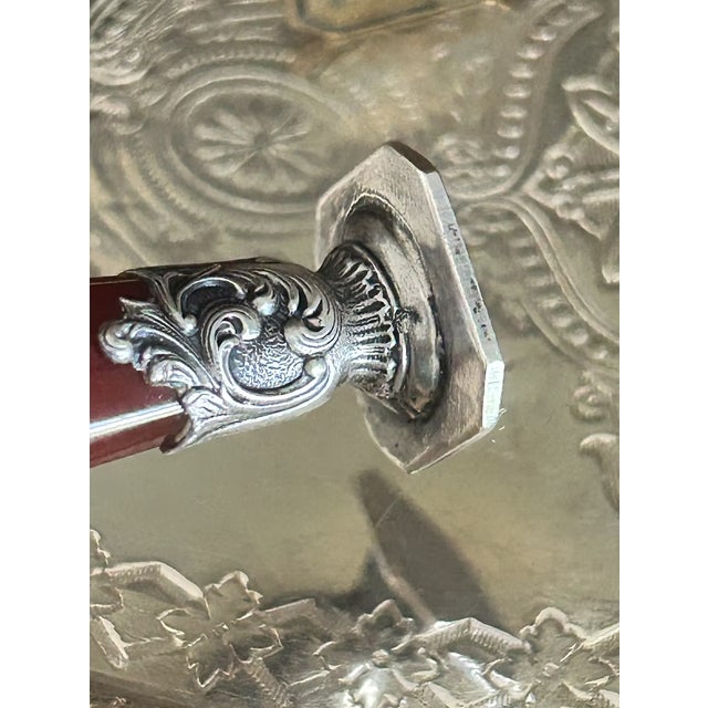 Late 19th Century Antique French Banded Agate and Silver Desk Seal For Sale - Image 5 of 5