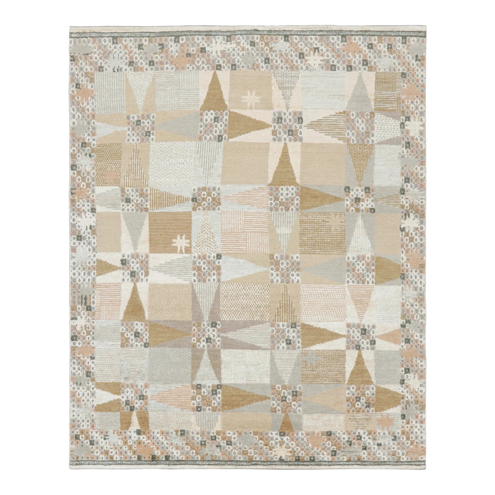 Rug & Kilim’s Scandinavian Style Rug With Beige Brown Geometric ...