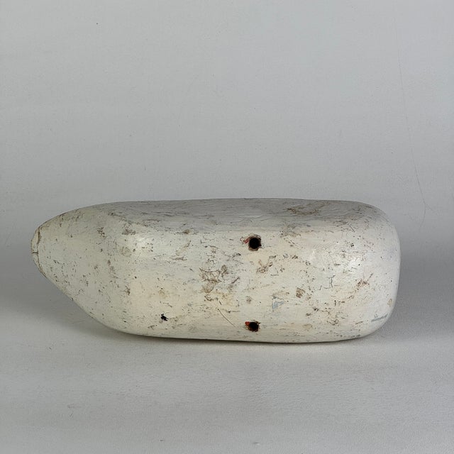 Salvaged Vintage Folk Art Primitive Wood Duck Painted White With Pink-Peach Beaks For Sale In New York - Image 6 of 6