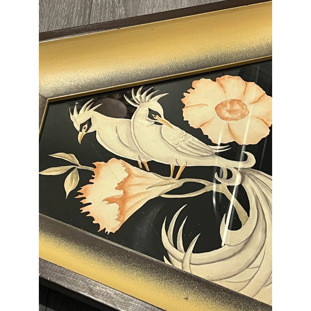Vintage Art Metalcraft Studios Hollywood 1950s Attributed to Carlo Mid Century Modern Wall Art Atomic Kitsch Pair Paintings Birds Flowers For Sale - Image 11 of 12