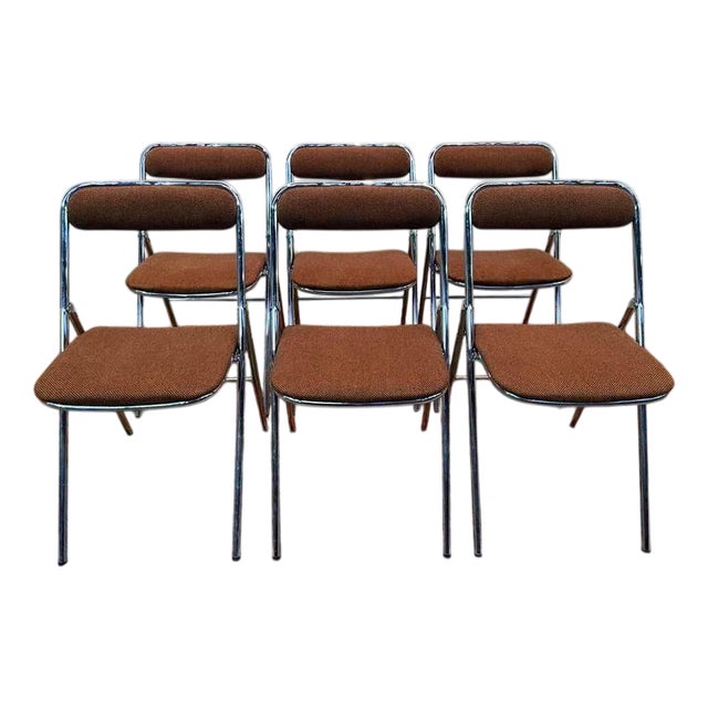 Chrome Folding Chairs, 1970s, Set of 6 For Sale
