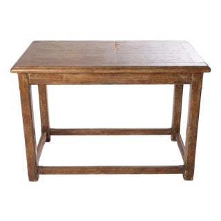 Late 20th Century Rustic Distressed Finish Oak Farmhouse Table For Sale