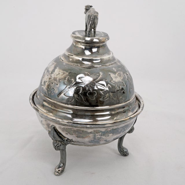 Victorian Cow Silver Plate Butter Dish Circa Late 19th Century For Sale - Image 4 of 9