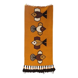 Fish Tapestry in Wool, Ecuador, 1980s For Sale