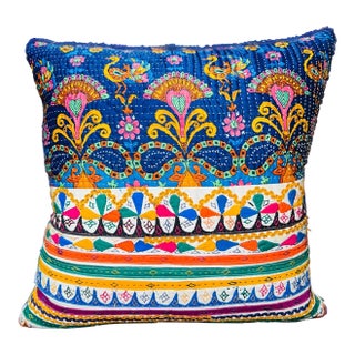 Bright Dual Kantha Cloth Pillow For Sale