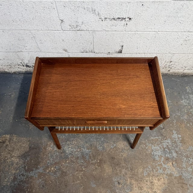Mid 20th Century Vintage Danish Modern Teak Nightstand With String Shelf, Circa 1960's Mid Century For Sale - Image 5 of 7