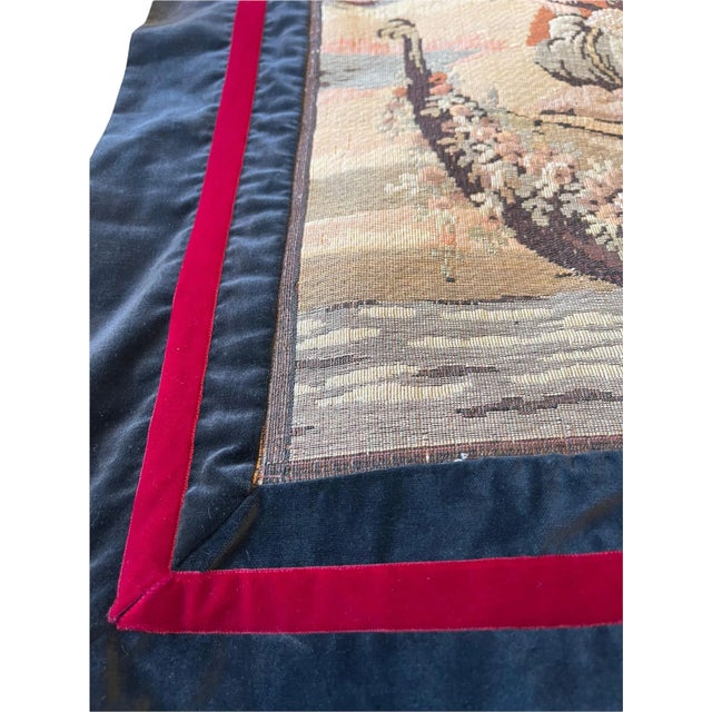 Brown Antique Victorian Love Screen Woven Tapestry Textile For Sale - Image 8 of 9