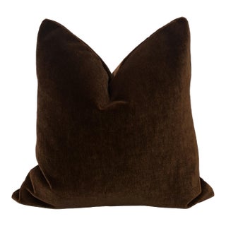 Plush 24" Italian Roast Mohair Pillow For Sale