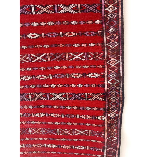 Textile Vintage Rectangular Red Moroccan Wool Rug, 1960s For Sale - Image 7 of 12