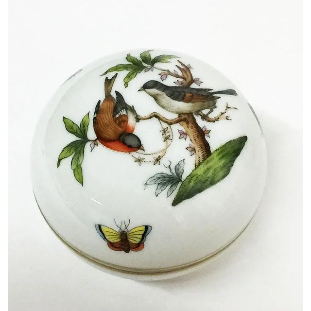 Blue Rothschild Porcelain Round Lidded Boxes and Shoe from Herend Hungary, Set of 3 For Sale - Image 8 of 10