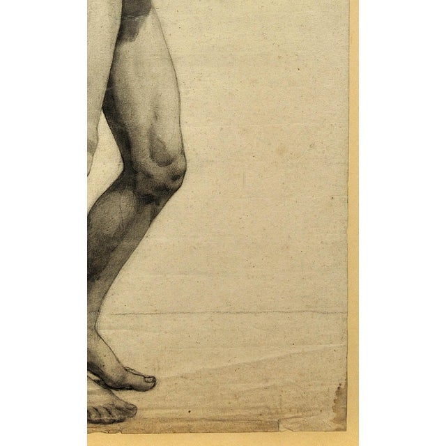Paper Henry Arthur Roberts, Life Study of a Standing Male Nude Carrying, 1800s, Charcoal and Pencil on Paper For Sale - Image 7 of 18