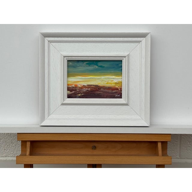 Cerulean Afterglow - Miniature Abstract Landscape Art Study by Contemporary Artist 2025 For Sale - Image 8 of 11