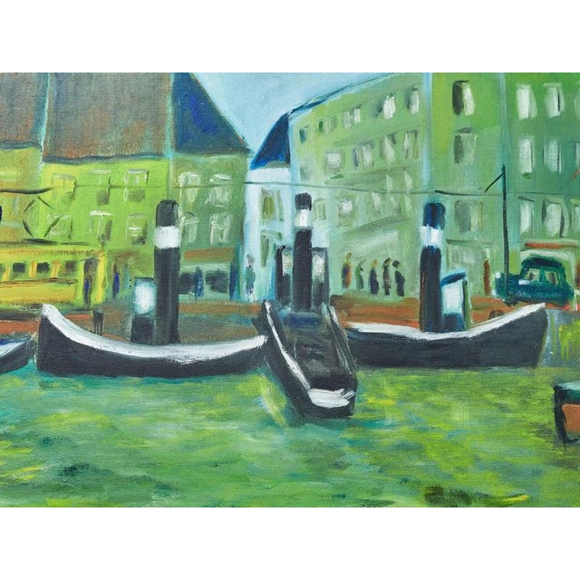 2000 - 2009 A. Niclass, Port City, Oil on Canvas For Sale - Image 5 of 10