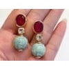 Bochic "Orient" Red Ruby & Carved Vintage Mint Jade Earrings 18K Gold & Silver For Sale - Image 16 of 18