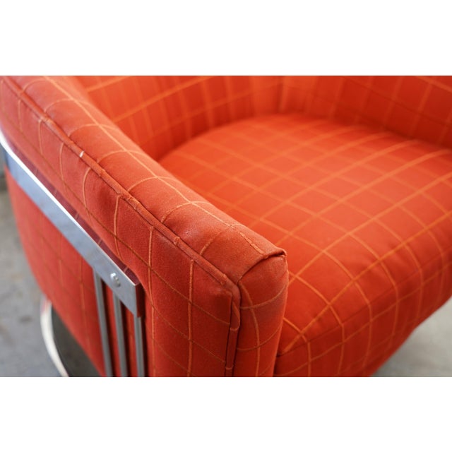 Pair of 1980s Postmodern Chrome Frame Club Chairs by Bernhardt - Milo Baughman Style For Sale - Image 10 of 16