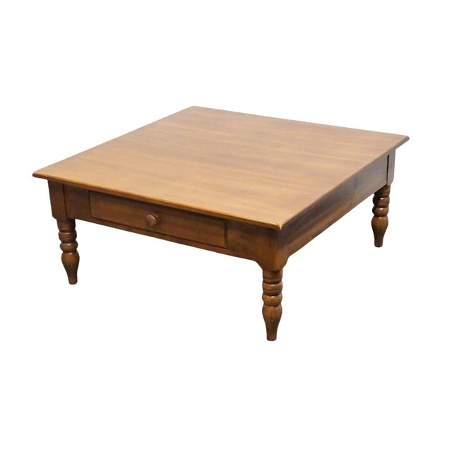 Late 20th Century Durham Furniture Solid Cherry Early American Style 38" Square Accent Coffee Table - Made in Canada For Sale - Image 5 of 13