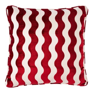 Schumacher x Miles Redd The Wave 24" Pillow in Red For Sale